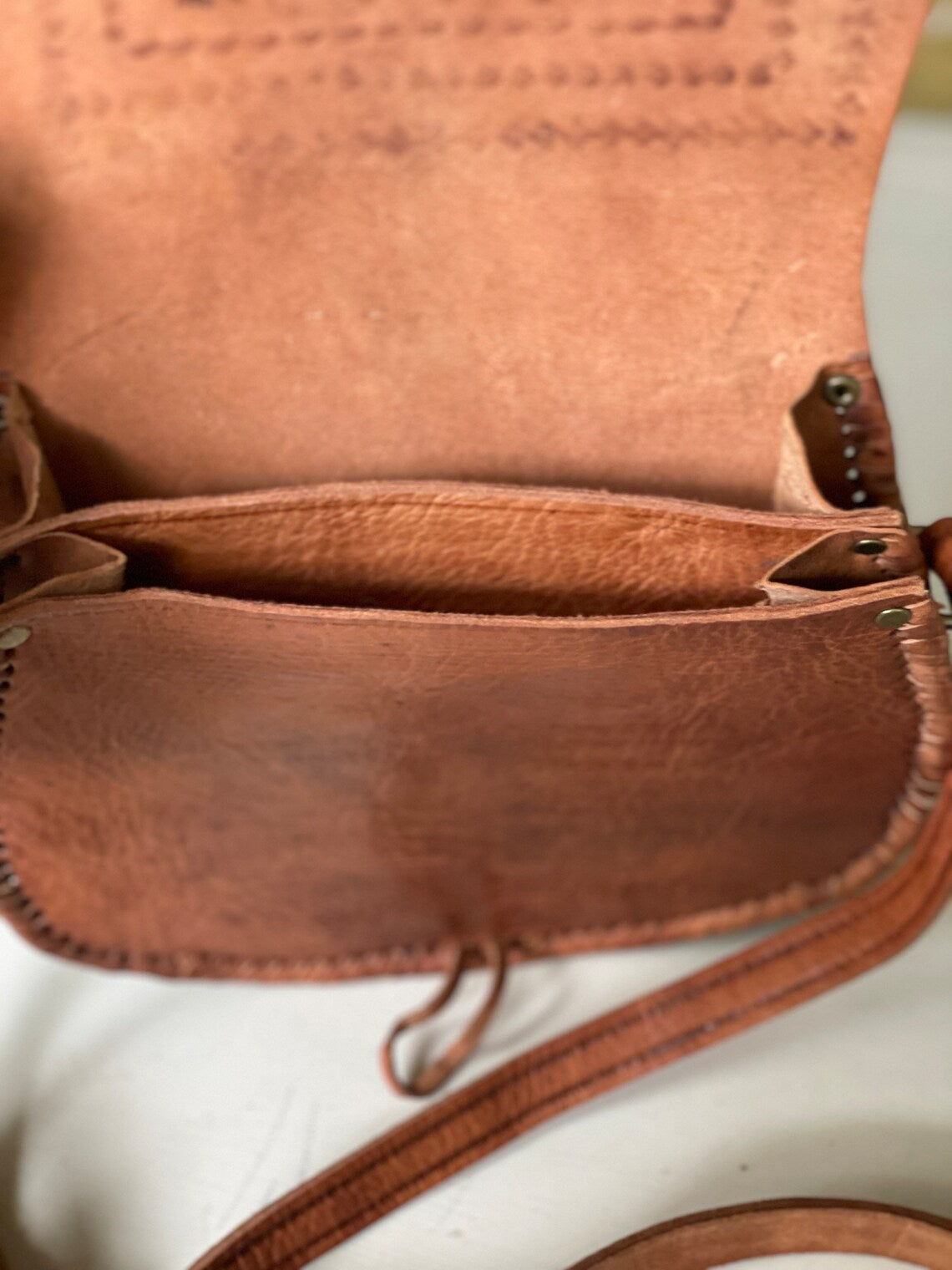 70's Style Handmade Leather Cross Body Bag