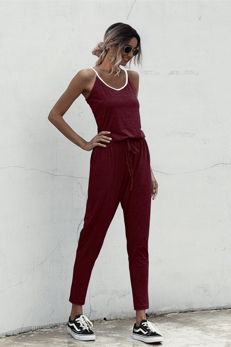 Contrast binding Cami Jumpsuit