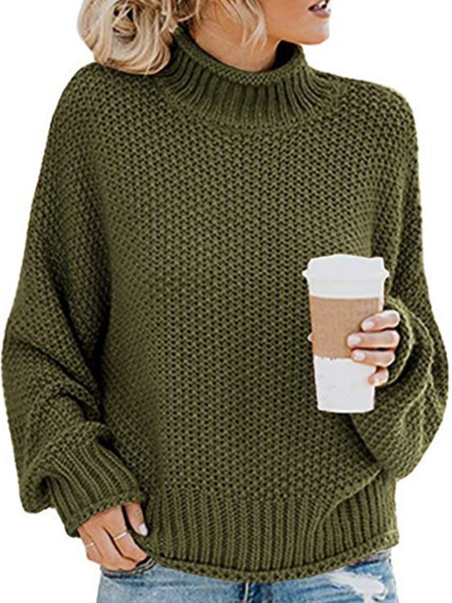 Turtleneck Dropped Shoulder Sweater