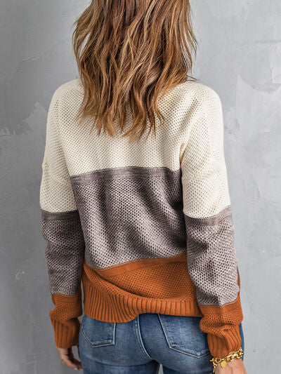 Color Block Dropped Shoulder Sweater