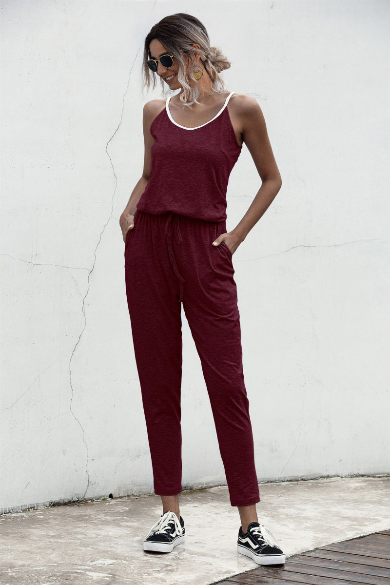 Contrast binding Cami Jumpsuit