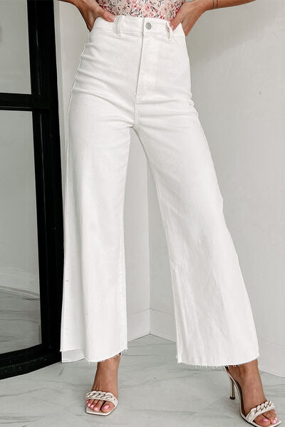 White High Waist Wide Leg Jeans